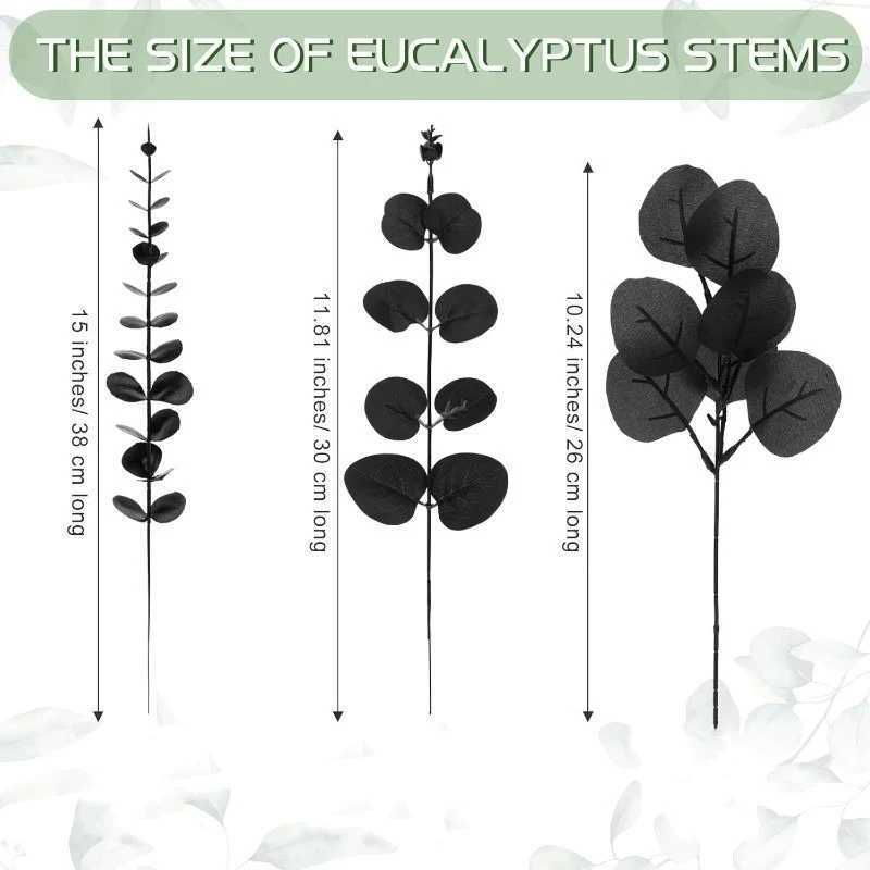 Black Eucalyptus Leaves Stems Maple Leaf Garland Halloween Artificial Vines Garlands Thanksgiving Decor for Home Room Decoration C250919