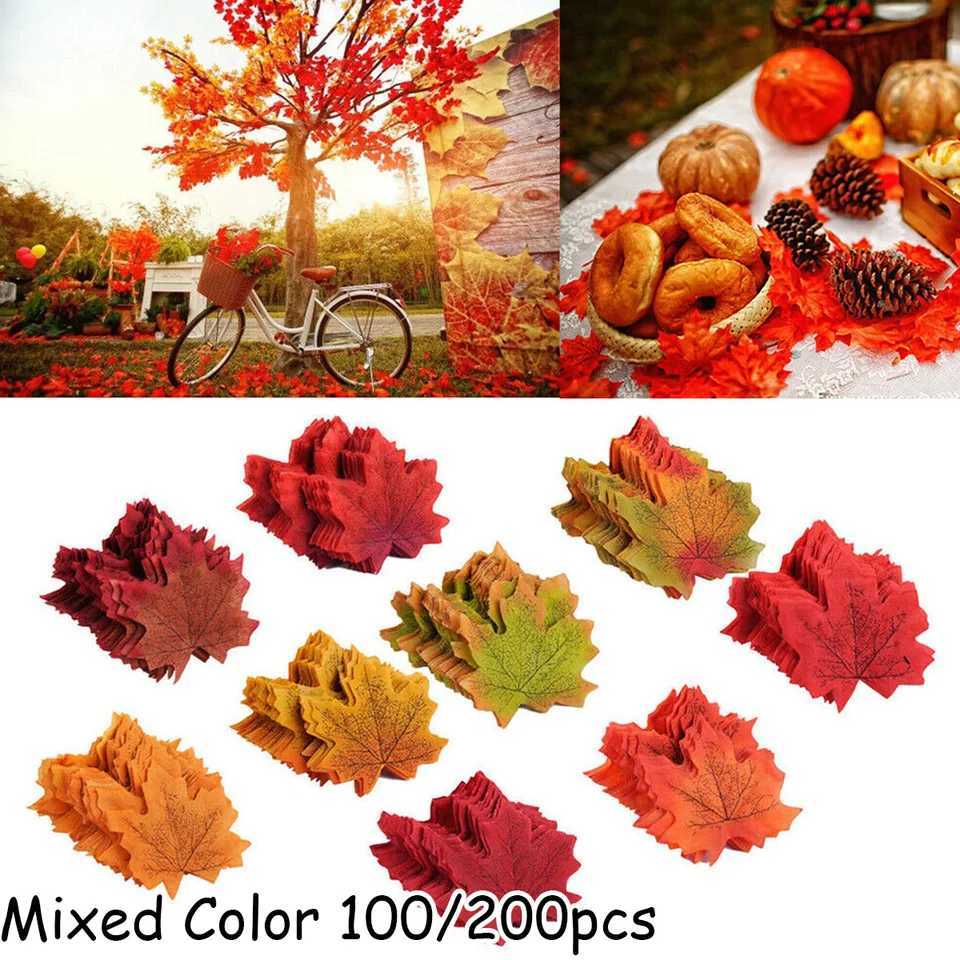 100200Pcs Artificial Maple Leaf Autumn Fake Silk Leaves Home Living Room Desk Decoration Craft Wedding Holiday Party Decor C250919