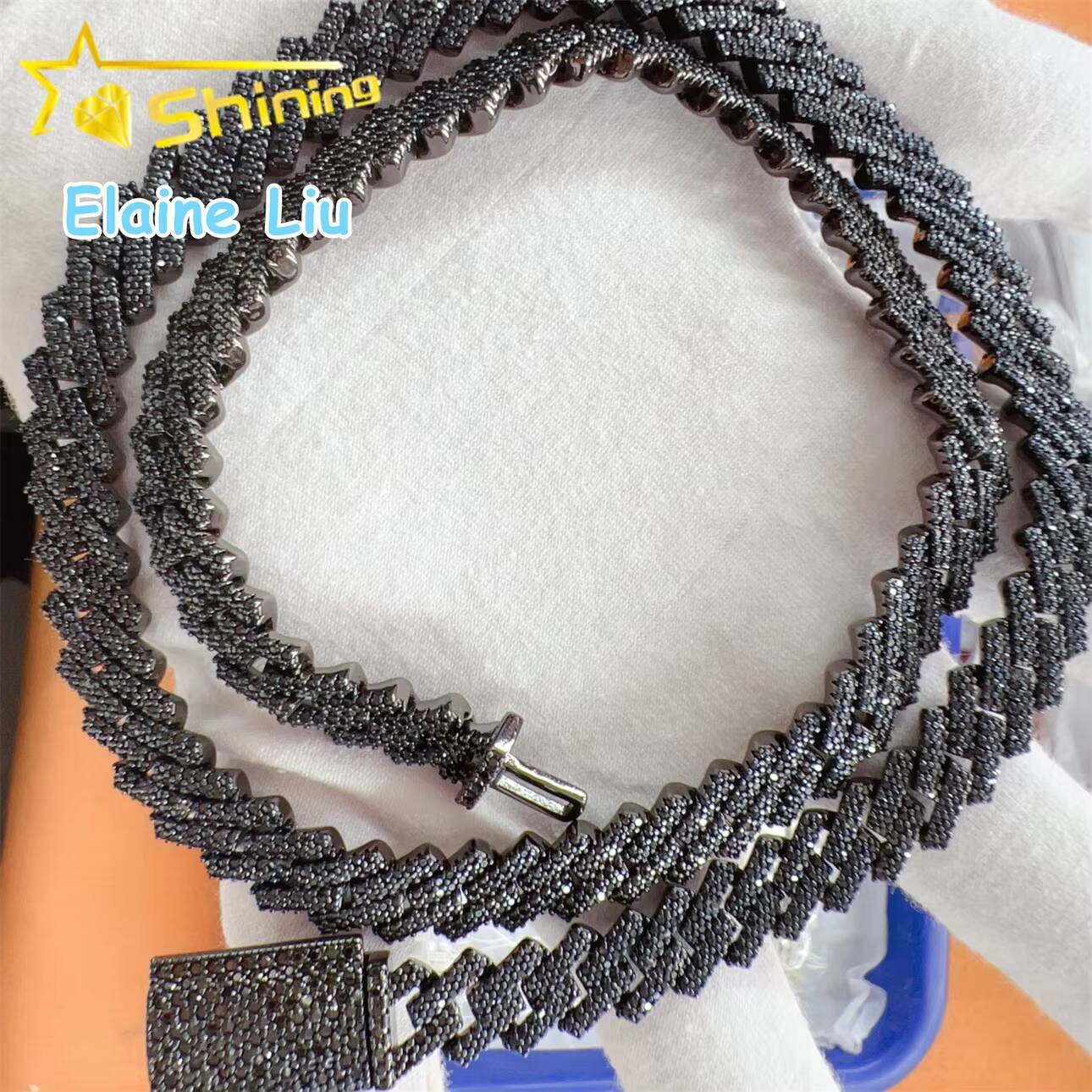 12MM Sterling Silver 925 Hip Hop Miami Cuban Necklace Jewelry VVS Moissanite Cuban Link Chain Necklace