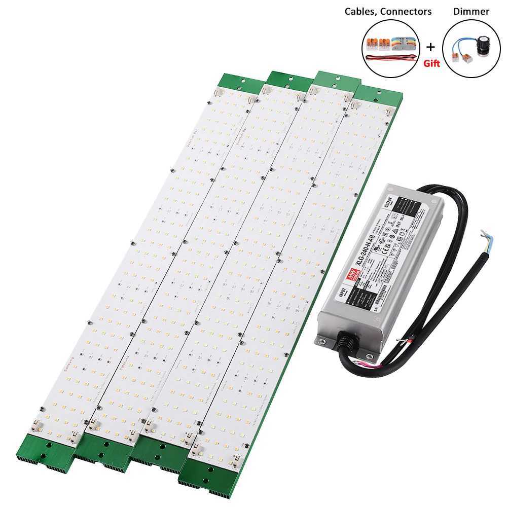 4 Pieces 60W LM301H Quantum led Grow light Bars Full Spectrum 3000K6500K Dimmable Meanwell 240W Driver XLG240HAB C250919