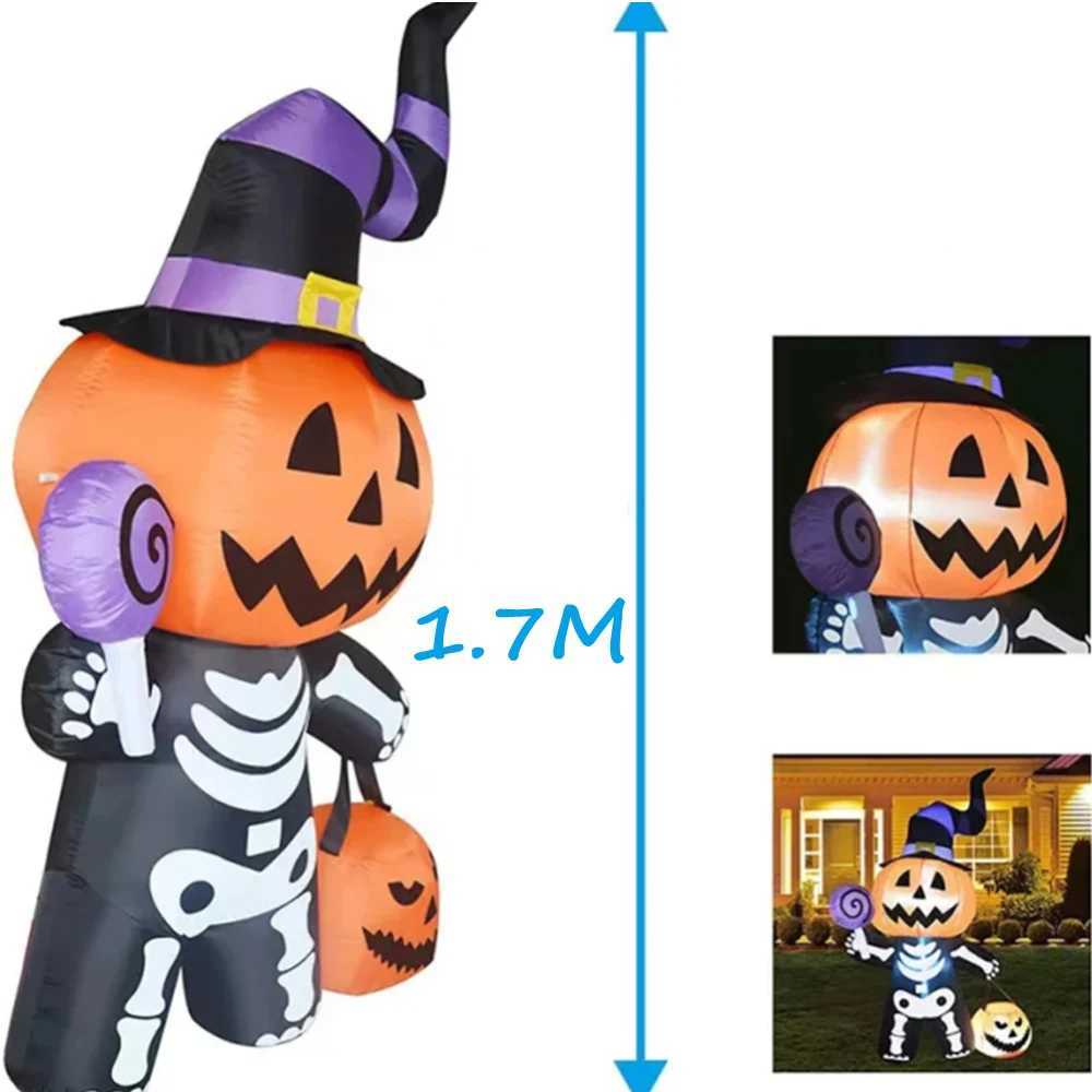 17M Halloween Inflatable Pumpkin Skeleton Little Ghost with LED Lights Outdoor Courtyard Decor Home Garden Festival Horror Prop C250919