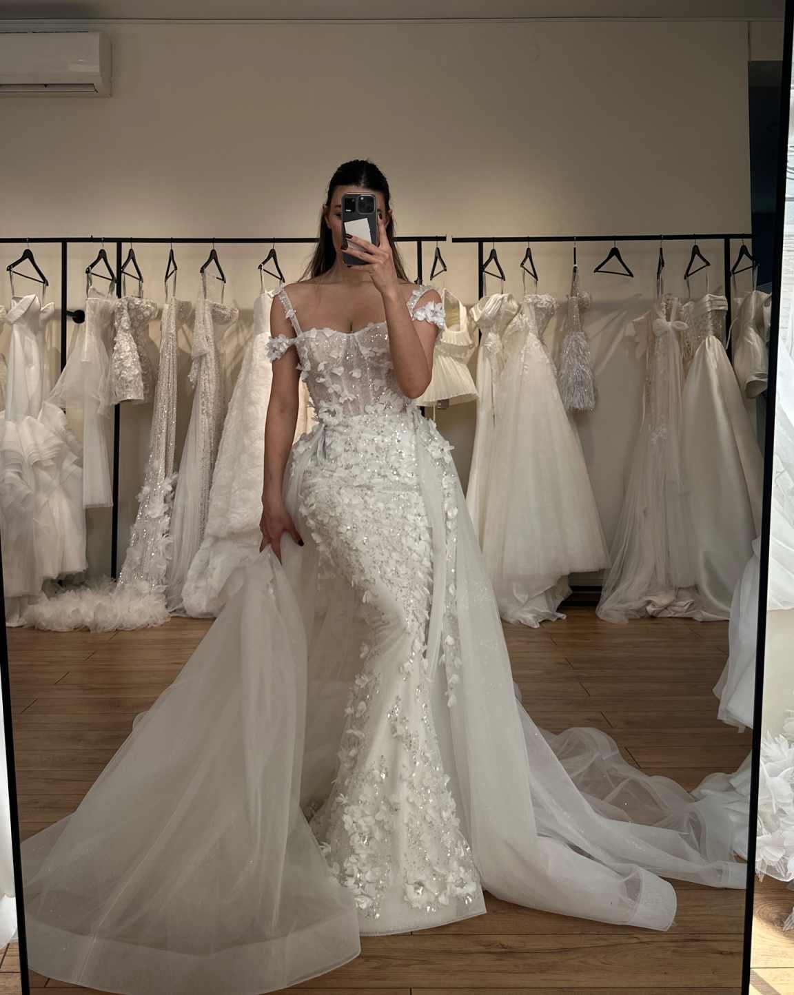 New Wedding Dress New Appliques Bridal Gown Sexy Remove Train 3D Flower Lace Bridal Dresses Vestidos De Novia Size Customized H252234