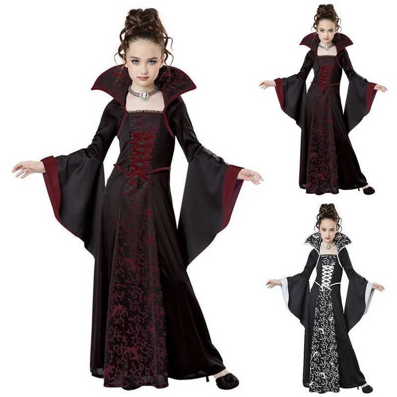 New Halloween Costume For Kids Girls Vampire Costume girl red black medieval dress costume Child kids costume For Party Cosplay L250918