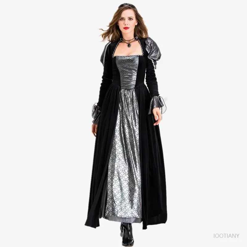 Halloween Day of the Dead Sexy European Medieval Retro Court Gothic Poison Queen Evil Vampire Costume Carnival Party Devil Witch L250918