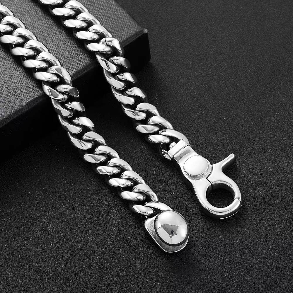 NUOYA Personalized Cuban Chain Bracelet Hip Hop Style Stainless Steel Cuban Chain Big Clasp Silver Color Bracelet Men Jewelry