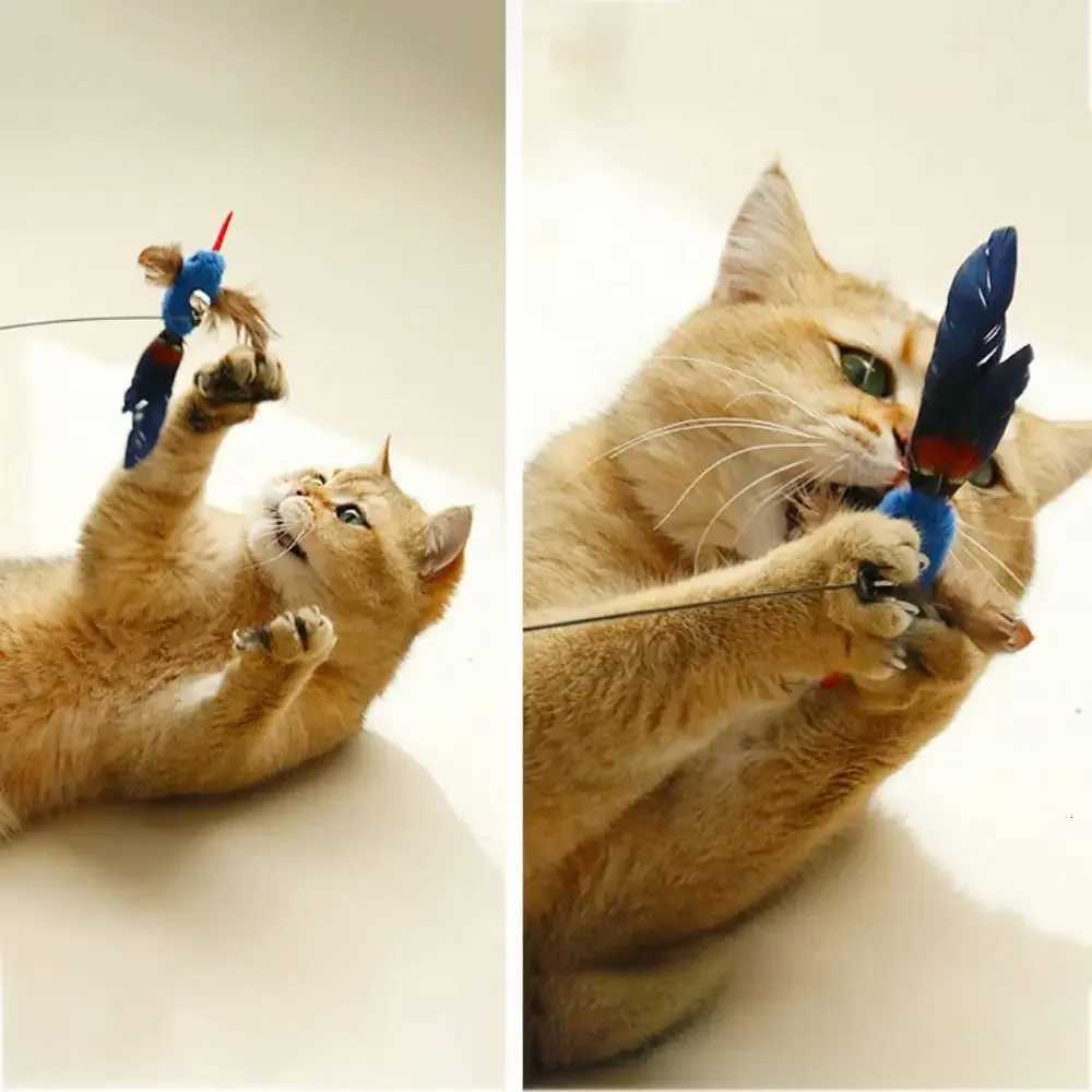 Funny Simulation Feather da Bird Cat Toy Interactive Sucker Kitten Toy Playing Teaser Wand Replacement Head Toy Pet Supplies X250918