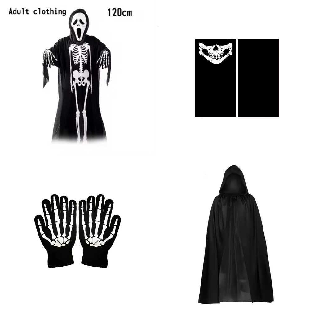 2025 Halloween cosplay costume Grim Reaper terrifying skeleton costume for children adult Grim Reaper ghost robe and sickle L250918N7FE