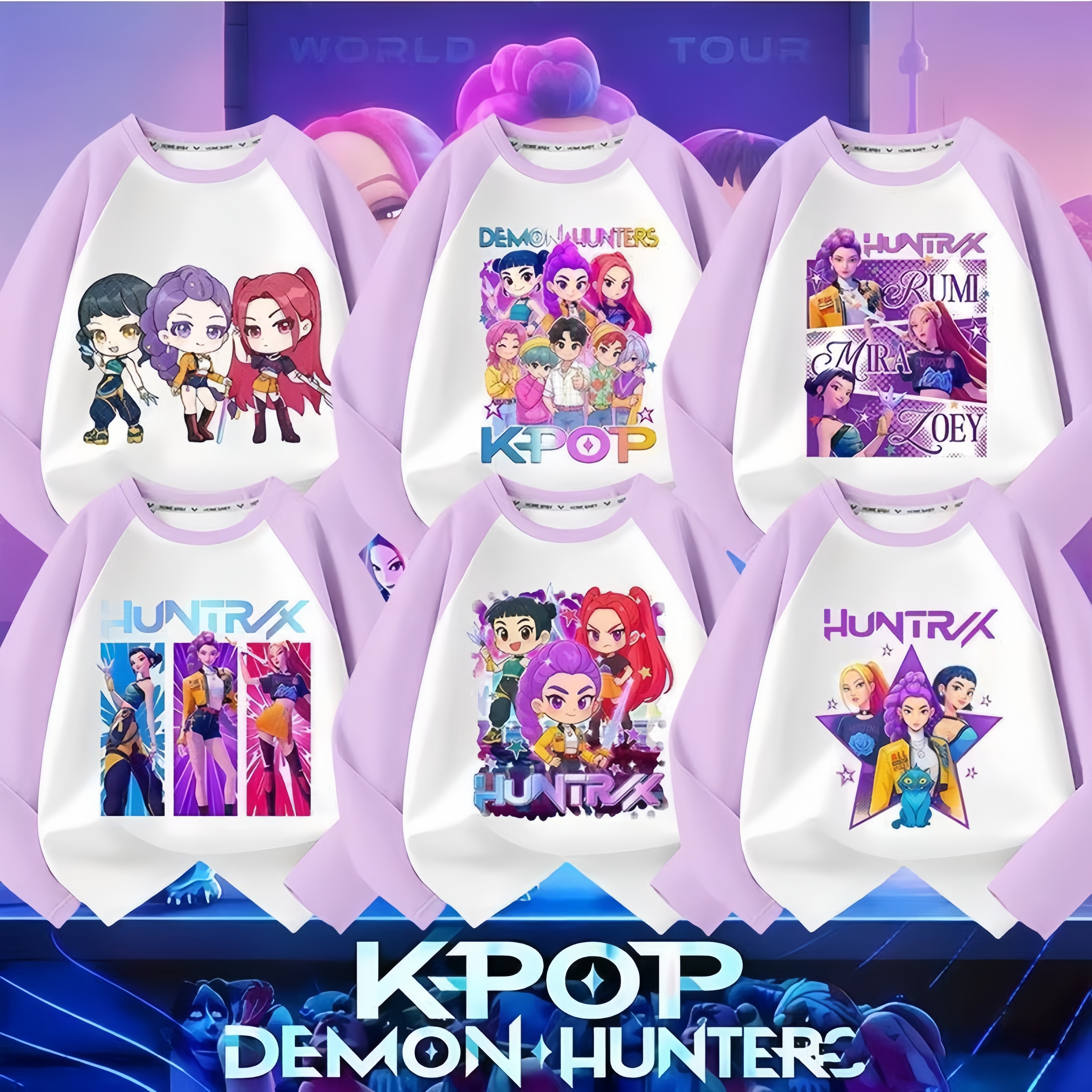 Hot Sale Kpop Demon Hunters 2025 New Model Girl's Long-sleeved T-shirt Pure Cotton Spring and Autumn Top Children's Undershirt Girl Thin