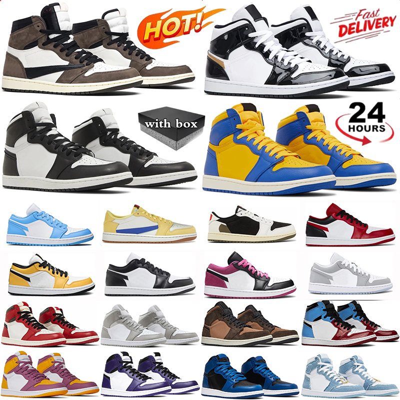 1s Basketball Shoes For Men Women Designer Sneakers Classic University Blue Leather Hyper Royal Grey Chicago Red Dark Mocha Men High Low 1 Trainers Sports