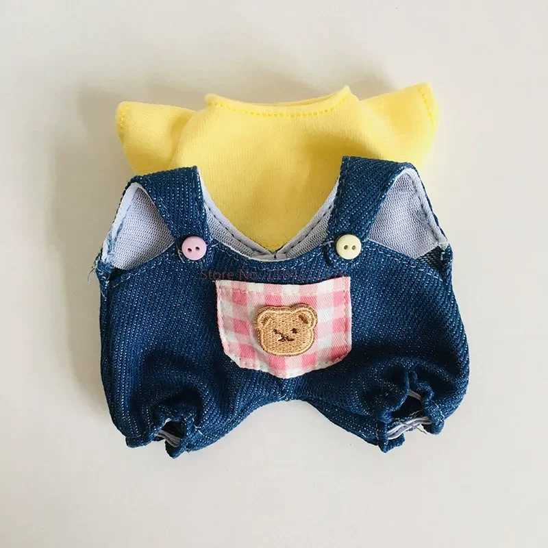Labubu Doll Clothes Suitable V1V2 Denim Overalls Checkered Skirts Hair Clips Cute Cartoon Dolls Dress Up Games Children Gift Toy C250919