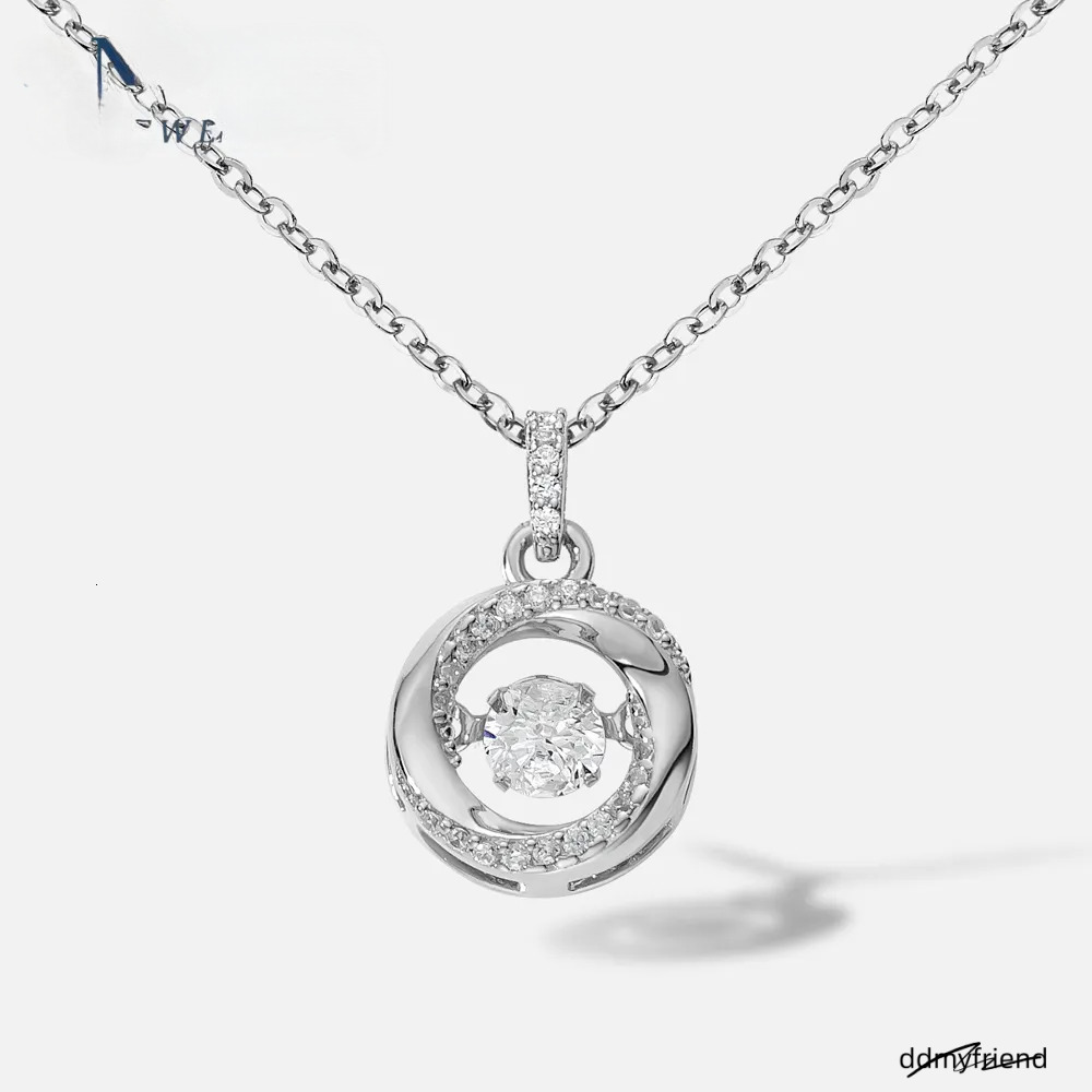 Fashion Jewelry White Gold Plated Sterling Sier Chain Round Moissanite Dia Pendant Women Necklace With GRA Certificate ddmyfriend