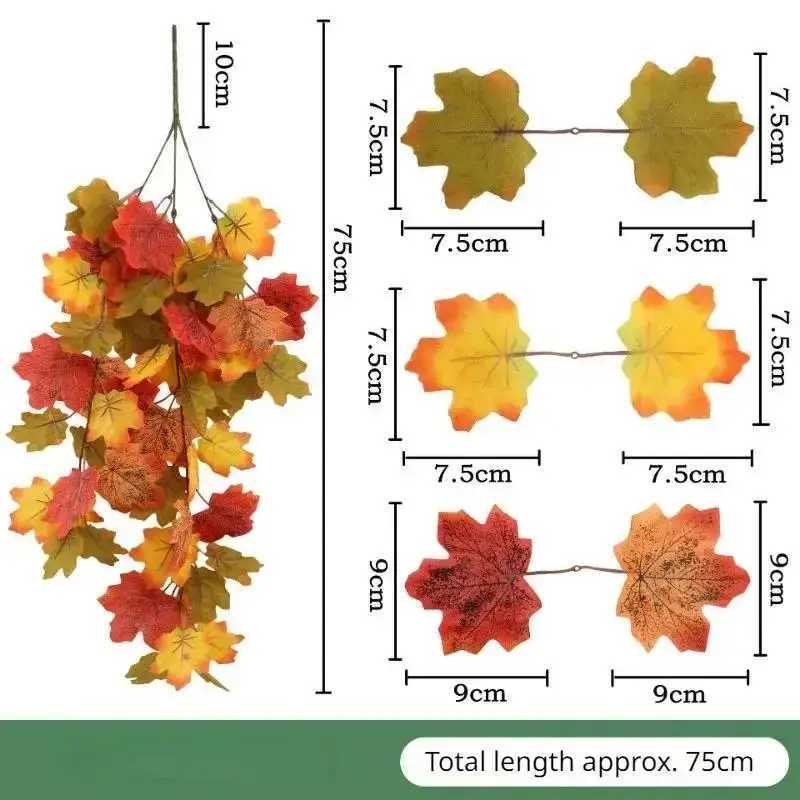 New Halloween Simulated Maple Leaf Vine Wall Hanging Autumn Party Wall Hanging Rattan Harvest Festival Leaf Rattan Maple Decor C250919