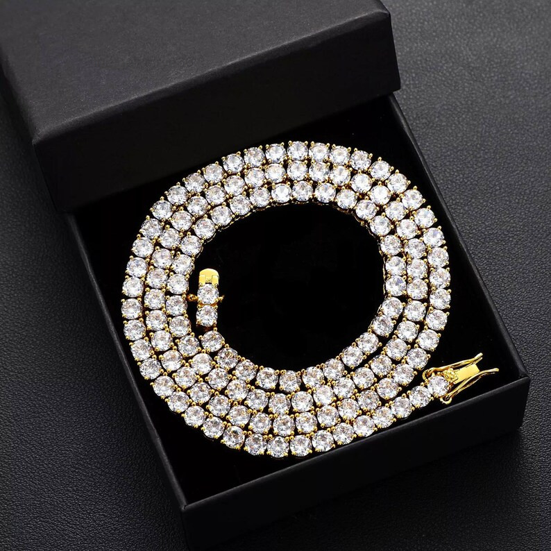 Luxury 4mm Tennis Necklaces VVS Iced Out Diamond Hiphop 925 Silver 18k Gold Plated Moissanite Tennis Chain