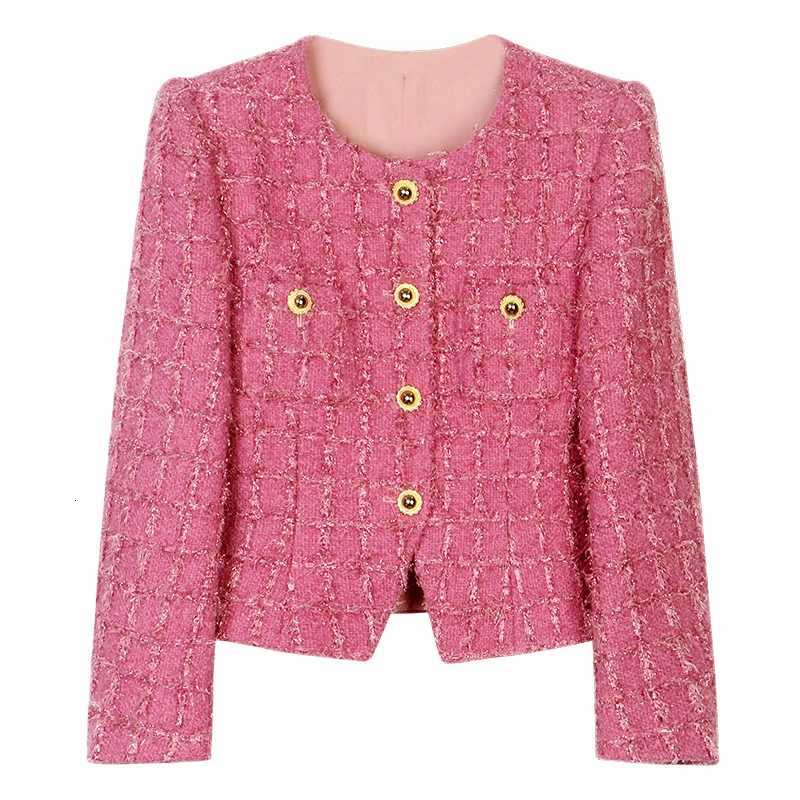 New fashionable and elegant round neck singlebreasted celebrity temperament small fragrance style jacket top Z250918