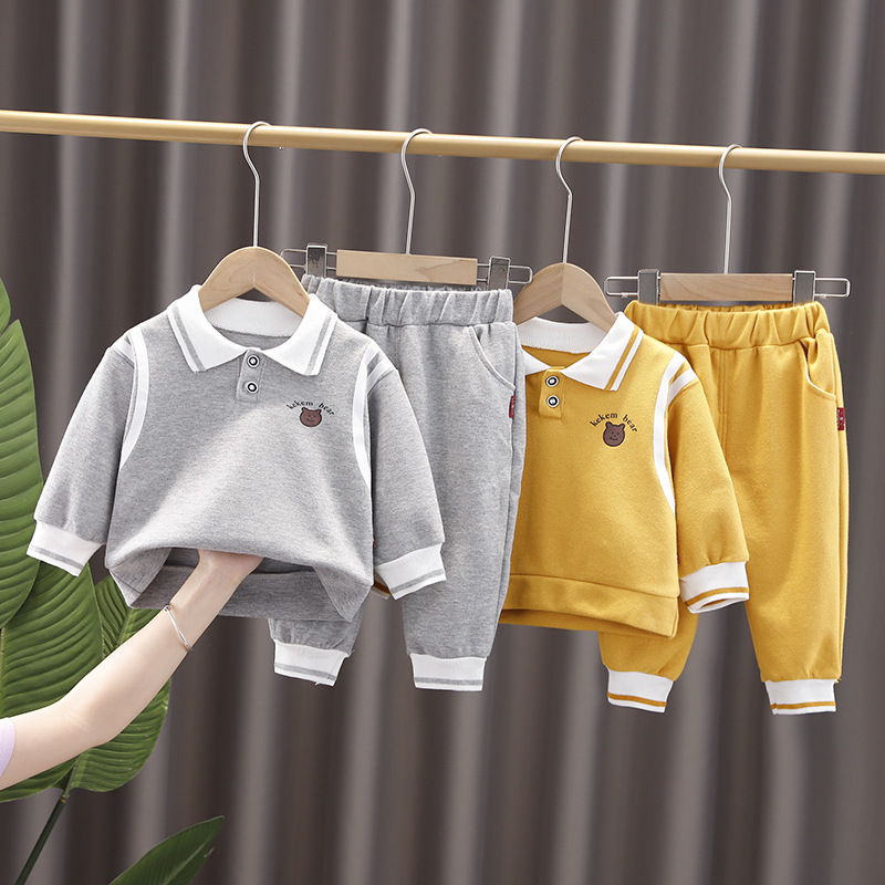 2025 New Autumn Baby Boys' Sweatshirt Set Stylish Long Sleeve 2 Piece Outfit for Toddlers Spring & Autumn Wear