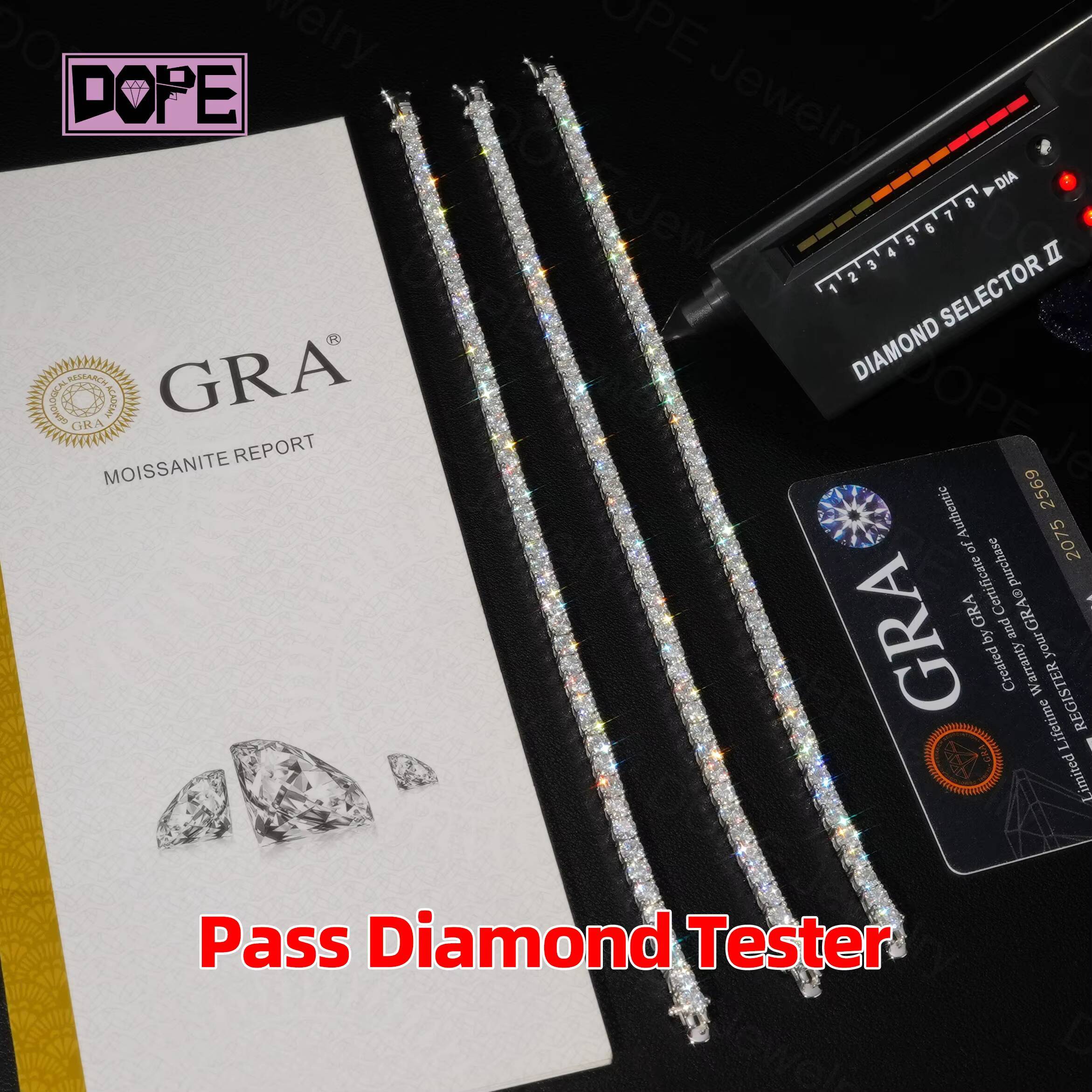 Hot Selling 3mm 4mm 5mm 6mm Tennis Necklace VVS Diamond Iced Out Hip Hop 925 Silver Moissanite Tennis Chain