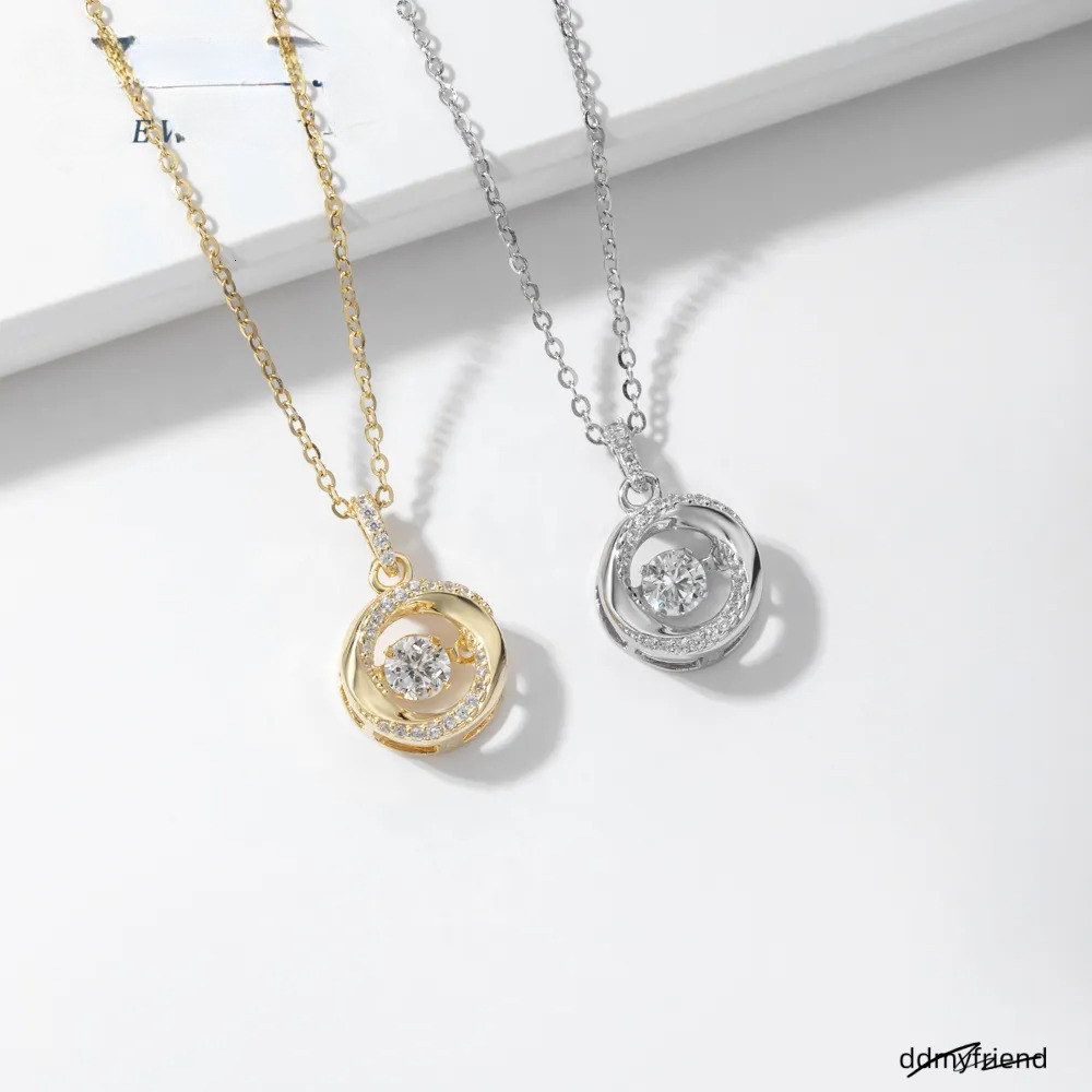 Fashion Jewelry White Gold Plated Sterling Sier Chain Round Moissanite Dia Pendant Women Necklace With GRA Certificate ddmyfriend