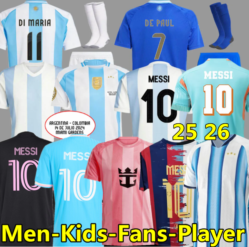 3 Star soccer Jerseys 25 26 MARADONA DI MARIA J. ALVAREZ 2025 Argentinas Home Away Men Kids football shirt MESSIS SUAREZ Jersey