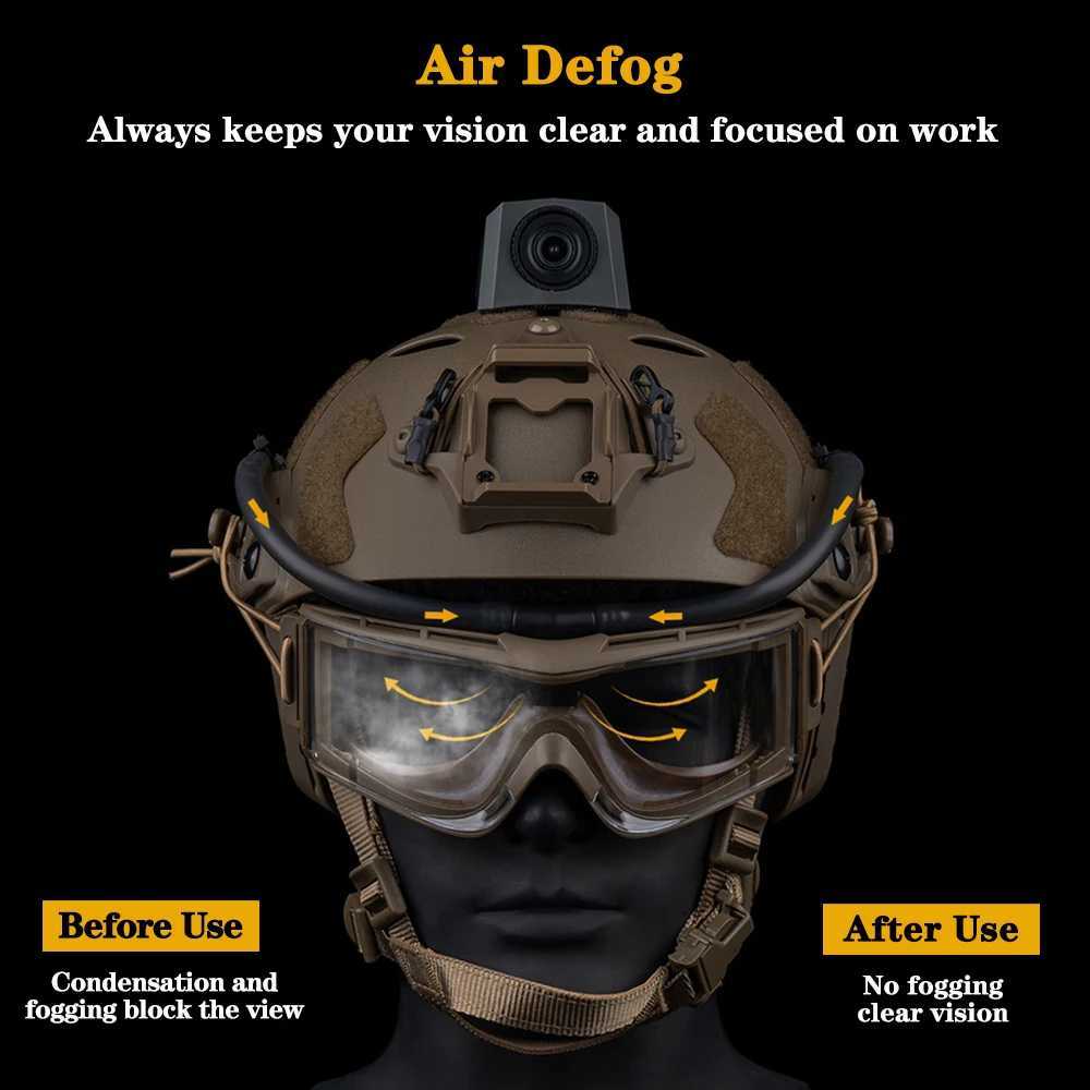 Tactical Goggles Fan Defogger AntiFog Kit Eyewear Air Defog for Airsoft Shooting Motocross Skiing Mountaineering Clear Vision J2509191