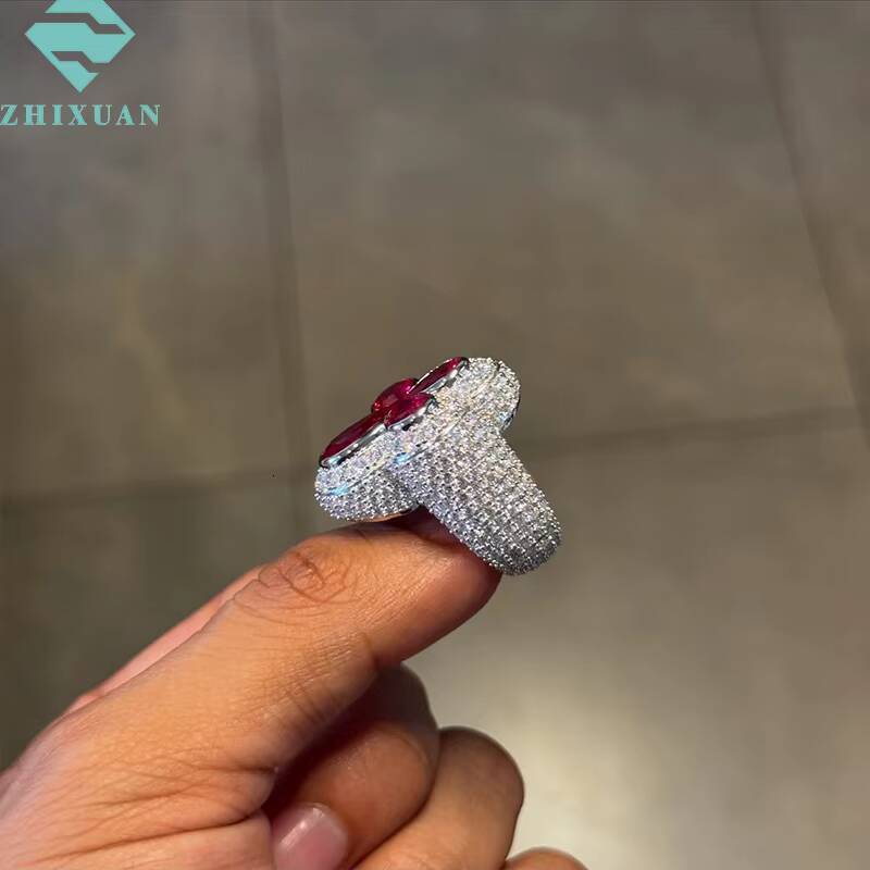 925 Silver Fine Jewelry Hip Hop Style Iced Bling Cross Ring Moissanite for Men and Women Valentines Day Prayer Gift Rings