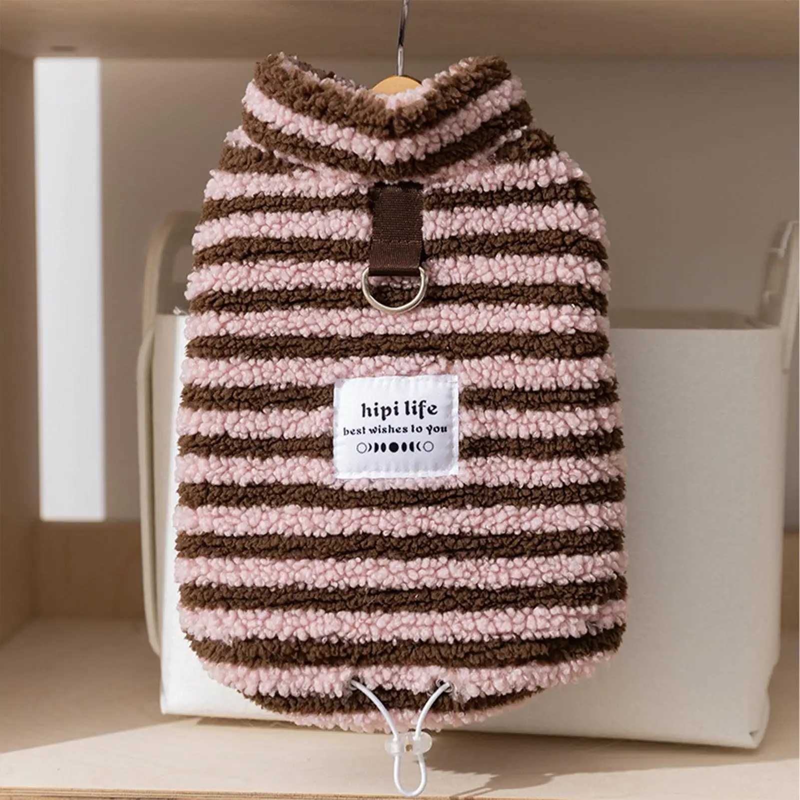 Striped Dog Sweater Medium Striped Fleece Winter Puppy Clothes Pet Winter Warm Costume Outfit Dog Girl Clothes Pullover Jumper S25911