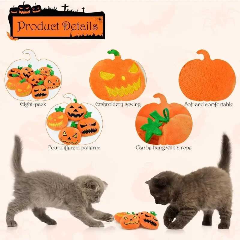 Halloween Cat Toys Large Cute Pumpkin Interactivity Plush Dog Toys Soft Durable Teething Cleaning Teeth Pet Supplies X250918