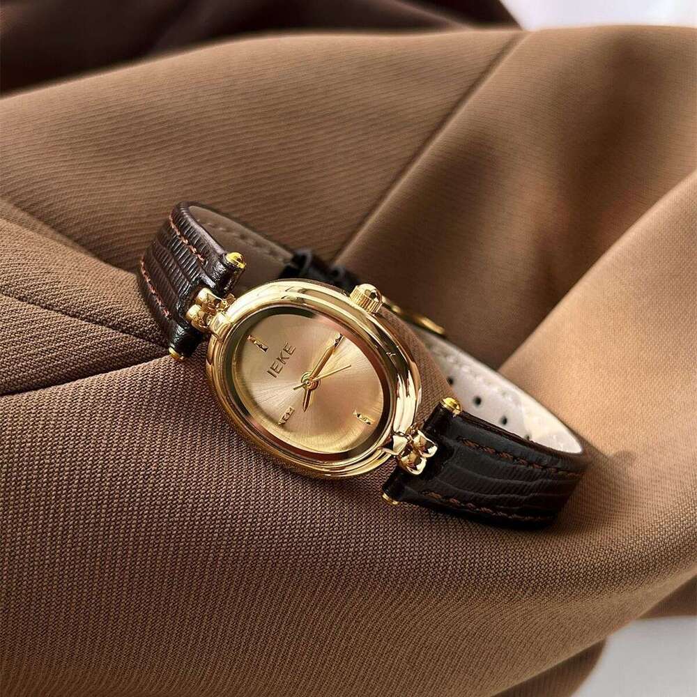 Artistic Designer Small Gold for Women British Academy Style Elegant Luxury Oval High-end Women's Watch