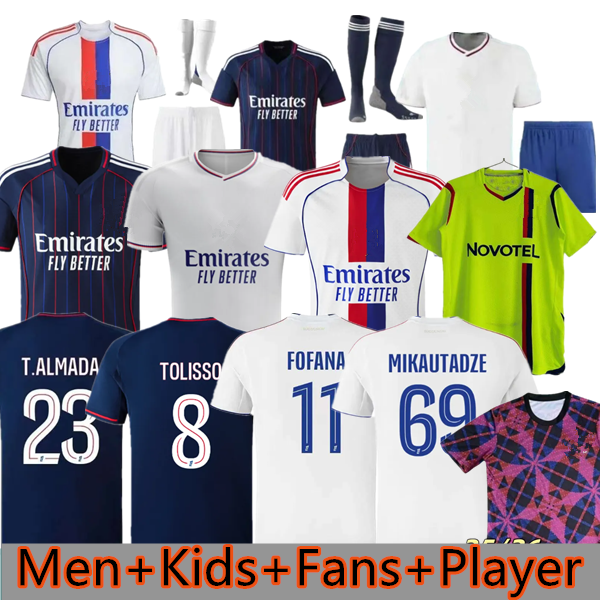 25 26 Lyon MIKAUTADZE Maillot de foot FOFANA football jersey 75th anniversary TOLISSO NUAMAH OL football shirt 2025 2026 T.ALMADA Lyon retro men's children's uniform