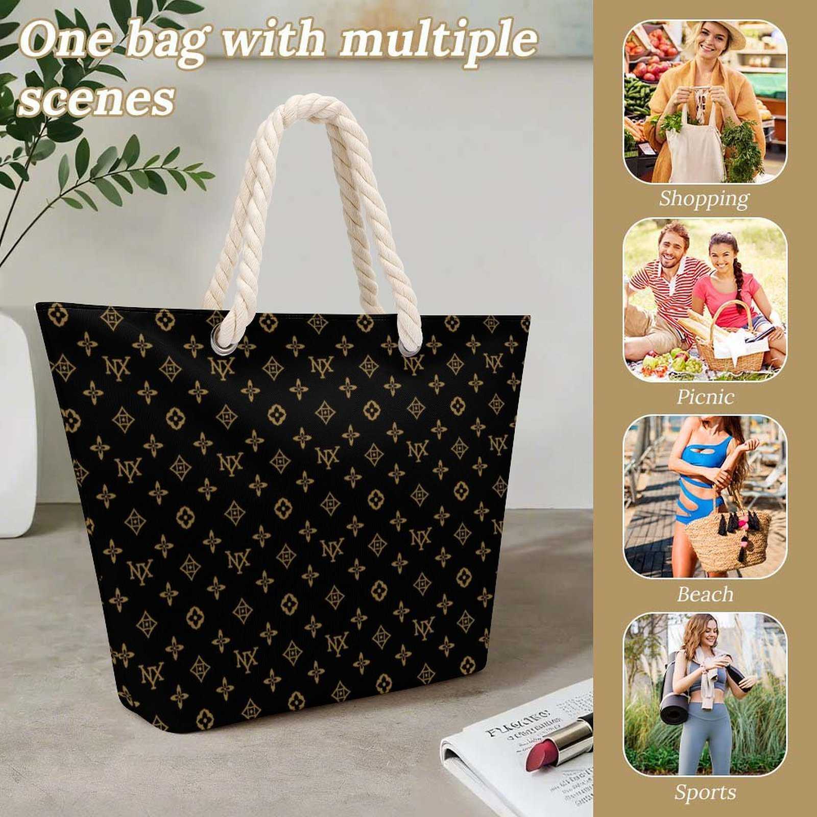 NXY Large Hemp Rope Handle Tote Bag Designer Handbags For Women Shopping Totes Shoulder Messenger Bags Purses 250919