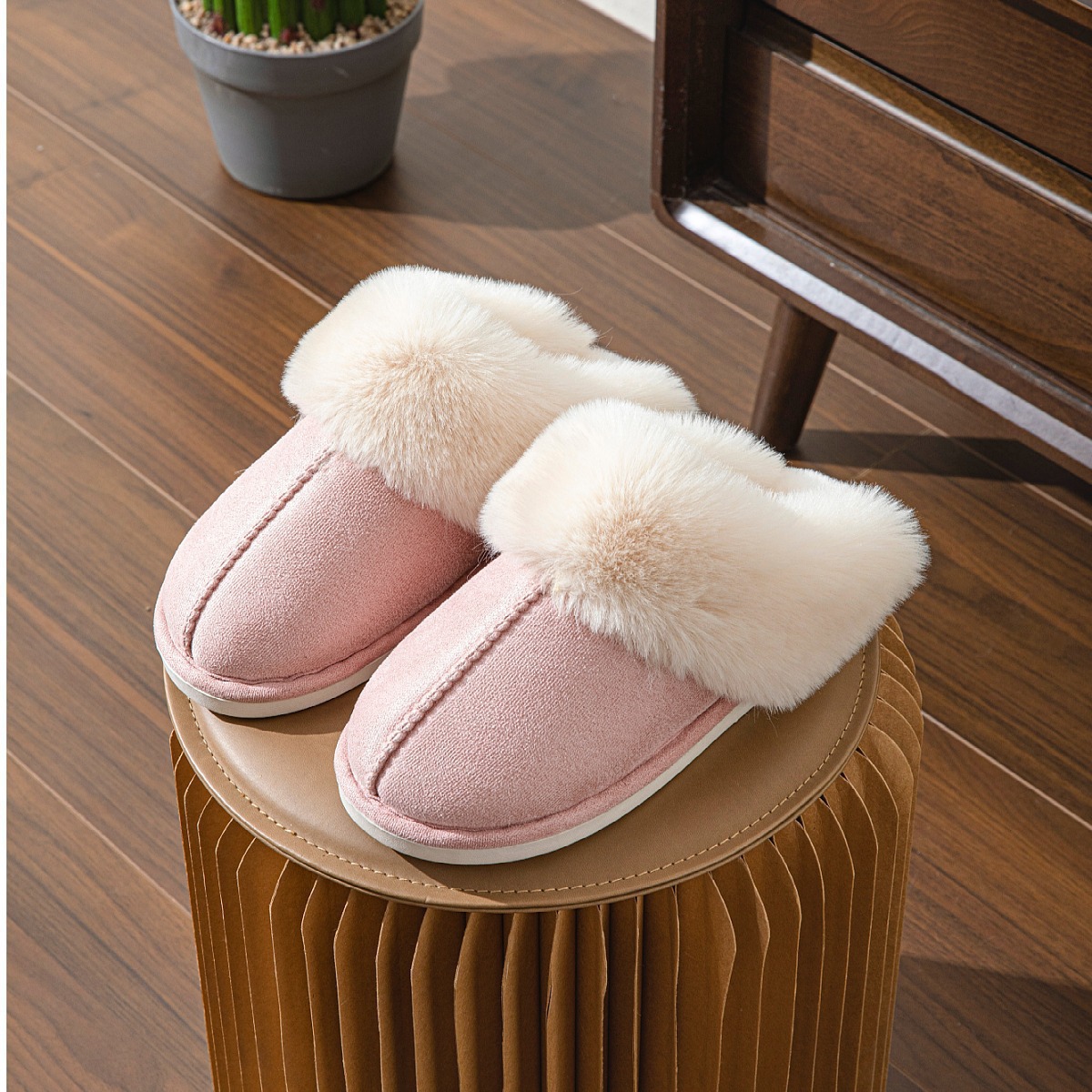 Hot free shipping designer for mens womens flat slippers khaki pink grey brown beige New winter outdoor warm cotton mop