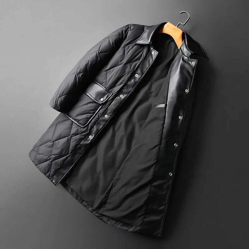 New Arrival White Duck Medium Length Men's Jackets Autumn Winter Single Breasted Down Black Man Coats Plus Size 5XL