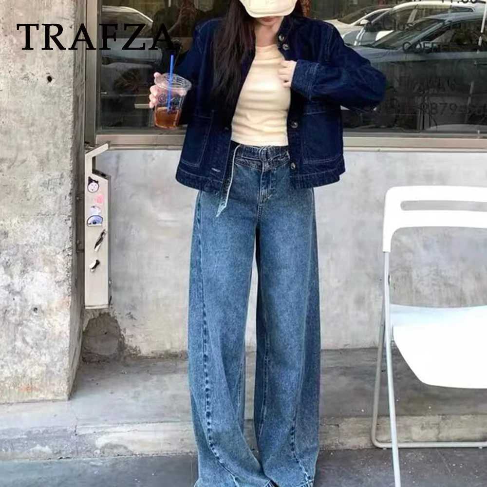 TRAFZA Chic Twill Weave Casual Club Women Outwears Single Breasted Fashion 2025 Autumn Streetwear Pockets Vintage Female Jackets Z250918
