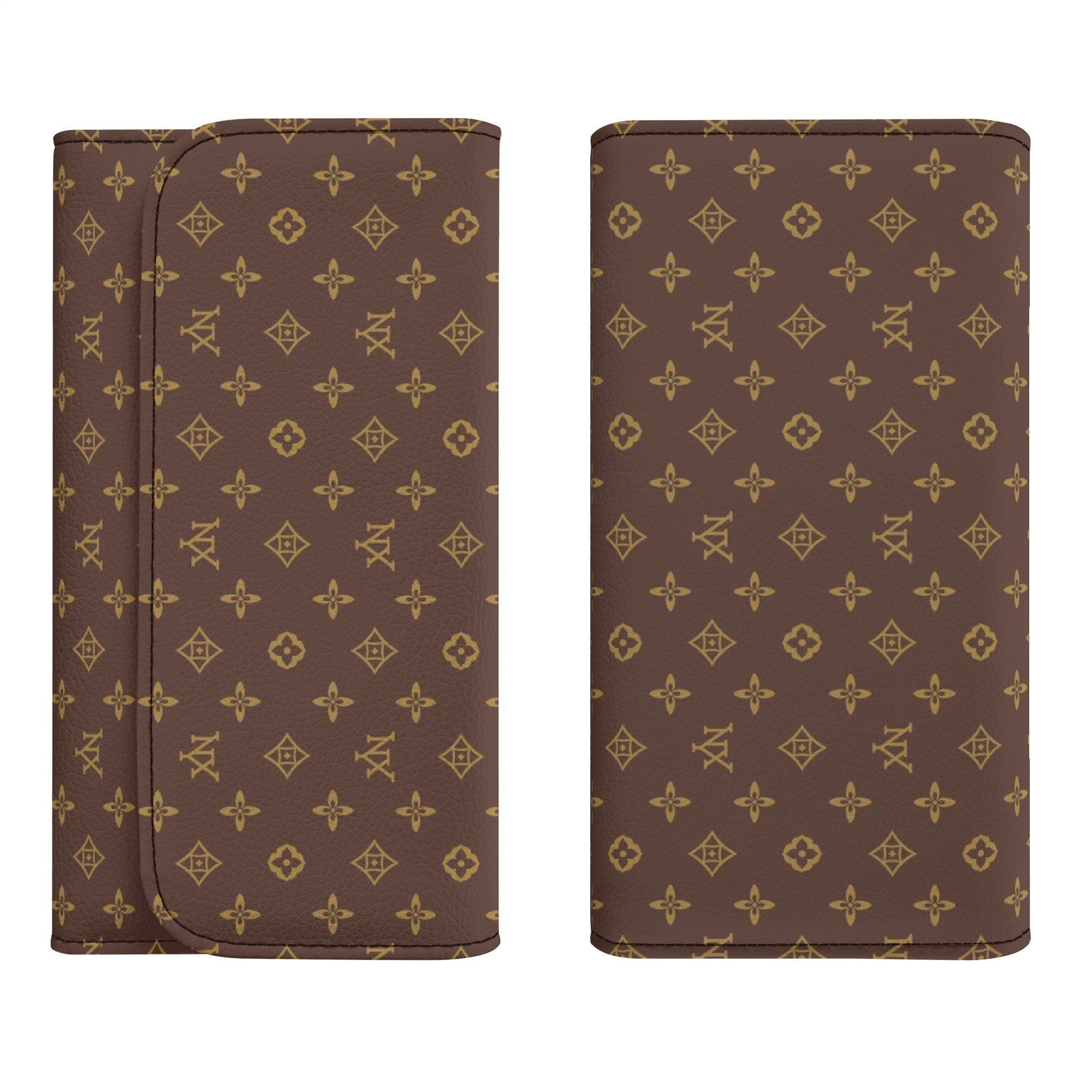 NXY Lychee Patterned Tri Fold Long Wallet designer men wallets card holder mens Fashionable and versatile classic brown flower wallets with dust bag