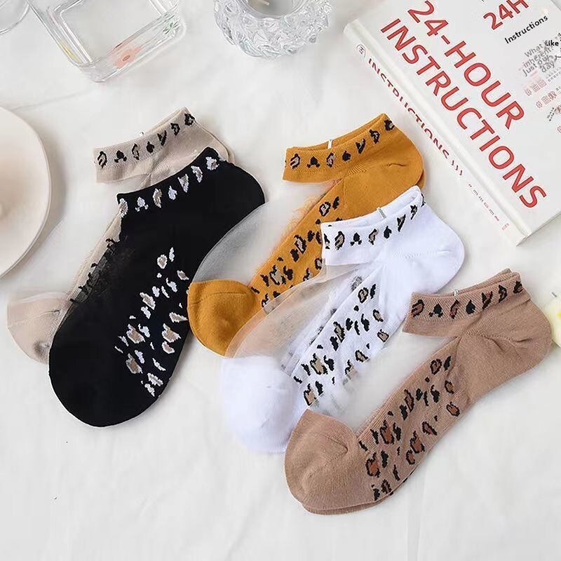 Floral Lace Trim for Women, Summer Thin Glass Silk Crystal Boat Socks, Breathable Sweat-Absorbing Short Socks with Wide Mouth