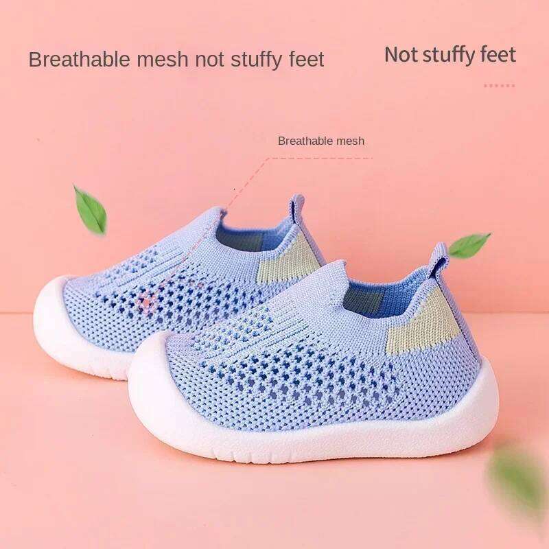 Spring Summer Toddler Breathable Knitted Kids Sneakers Boys Slip-on Tennis Girls Soft Non-slip School Casual Shoes