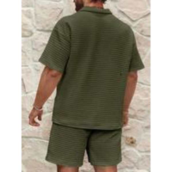 Solid Color Short Sleeve Tee & Loose Casual Fashion Cozy Breathable Two-piece Outfits Summer, Clothes for Daily Wear, Clothing, Shortsleeve Menswear, 