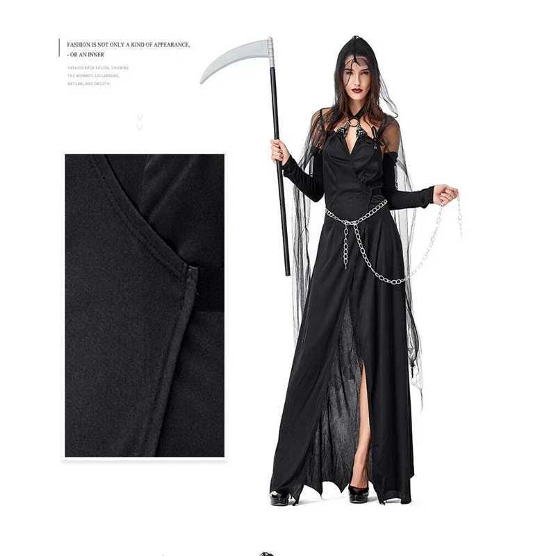 Deluxe Women Black Magic Witch Costume Halloween Sexy Adult Party Cosplay Clothing L250918