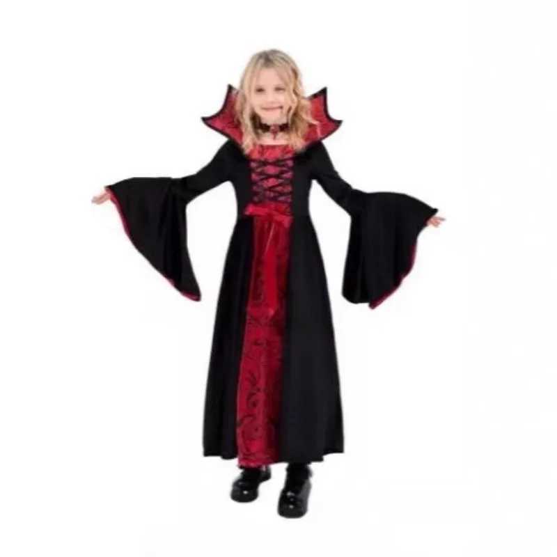 Halloween Vampire Queen Girl Cosplay Costume Witch Show Children Kids Dress Masquerade Role Play Suit L250918