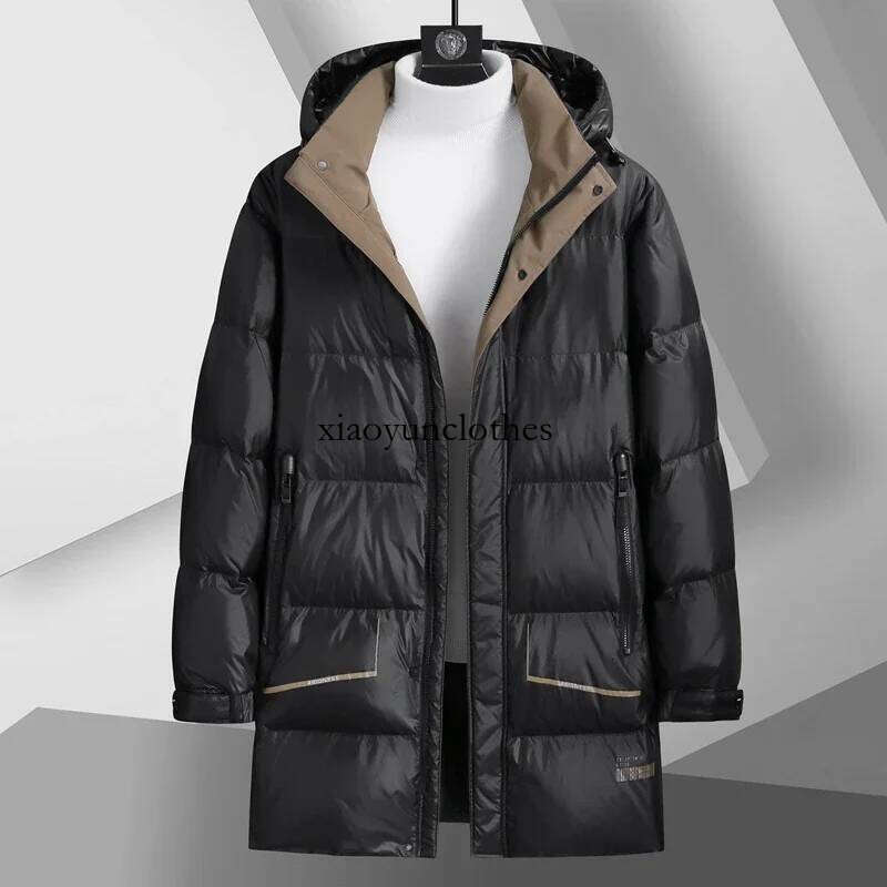 Men 2024 Winter Fashion Long White Duck Jacket Men's Solid Color Hooded Overcoats Male Loose Thicken Warm Down Coats P309