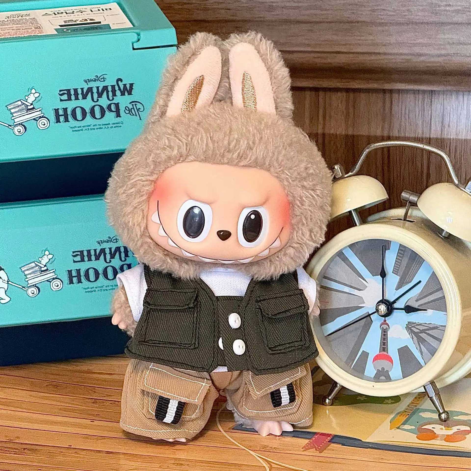 For 1517cm Labubu clothes Mini Pajamas with Eye Mask Threepiece Kawaii V1 V2 Labubu Clothes Cute Idol Plush Doll Accessories C250919