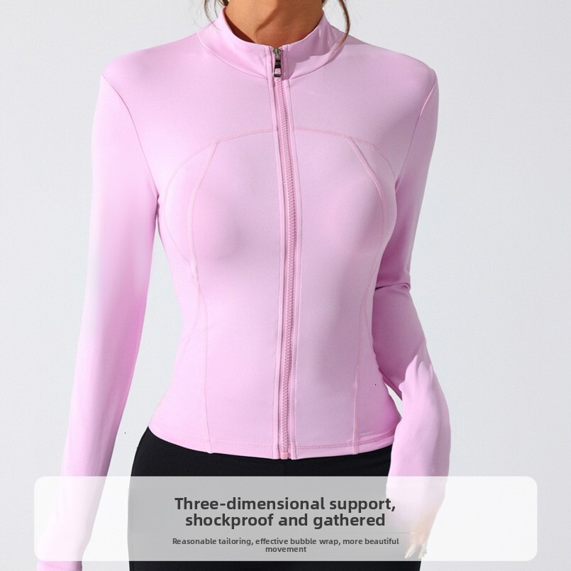 Spring and Summer New Women's Lightweight Breathable Stand Collar Zipper Outdoor Sports Running Tight Yoga Long Sleeve Jacket Top