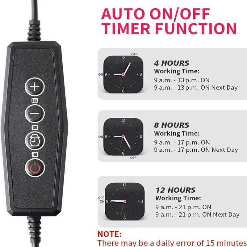 Plant Grow Light 5500K Full Spectrum Clip LED Growing Lamp for Indoor Plants Automatic Timer5 Dimmable Levels3 Tubes C250919