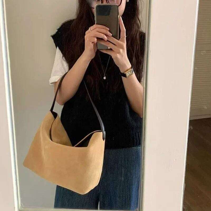 Designer Bag Luxury Bag Women's Fashion Shoulder Bag, Retro Style, Casual Suede Handbag No Special Features, Available In Light And Dark Brown