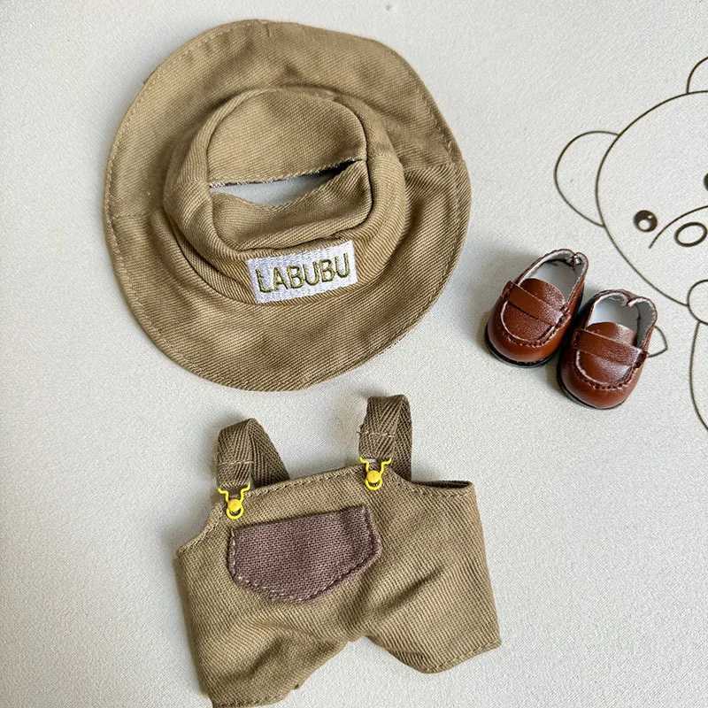 17cm Labubu Doll Clothes Denim Overalls Bucket Hat Set Monster Idol DIY Adventure DressUp for Kids Birthday Summer Party Gifts C250919