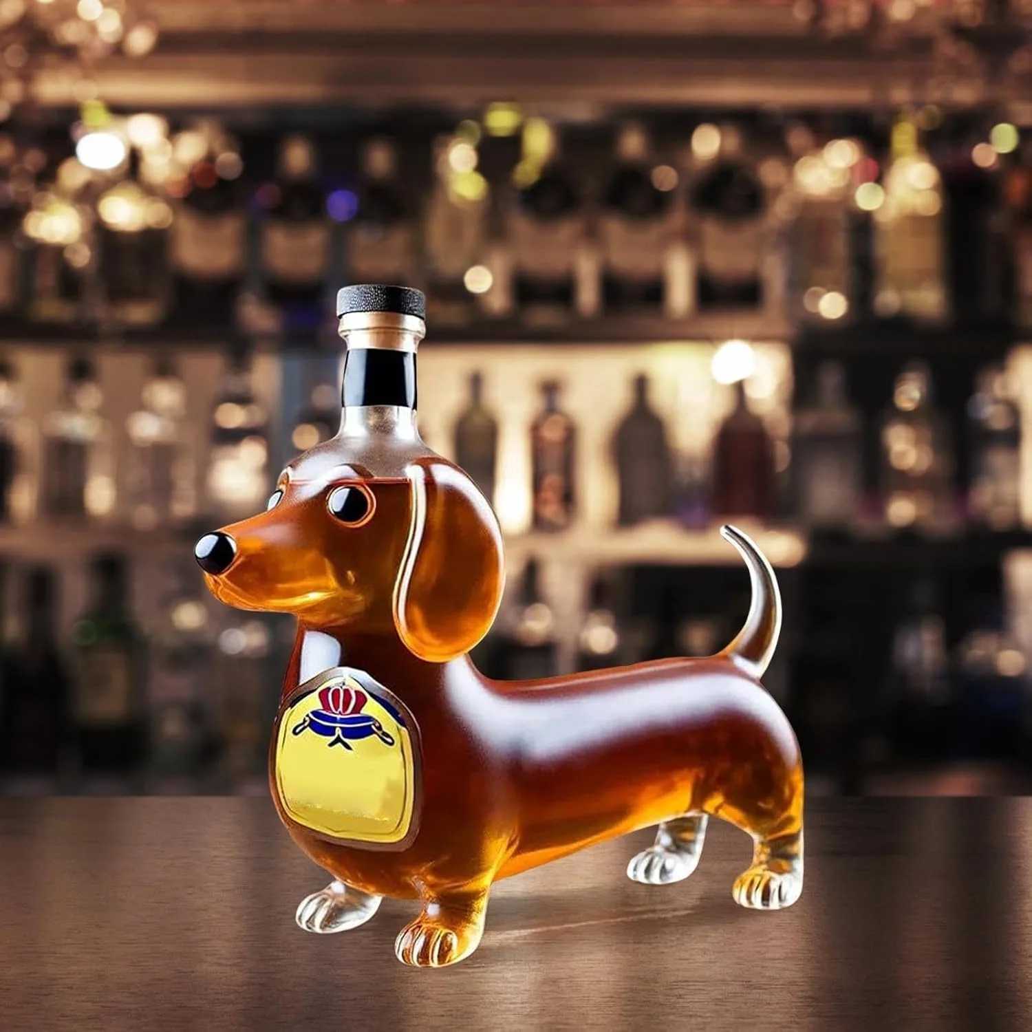 Dachshund 3D Whiskey Decanter sculpted glass wiener dog bar office decor Z250919