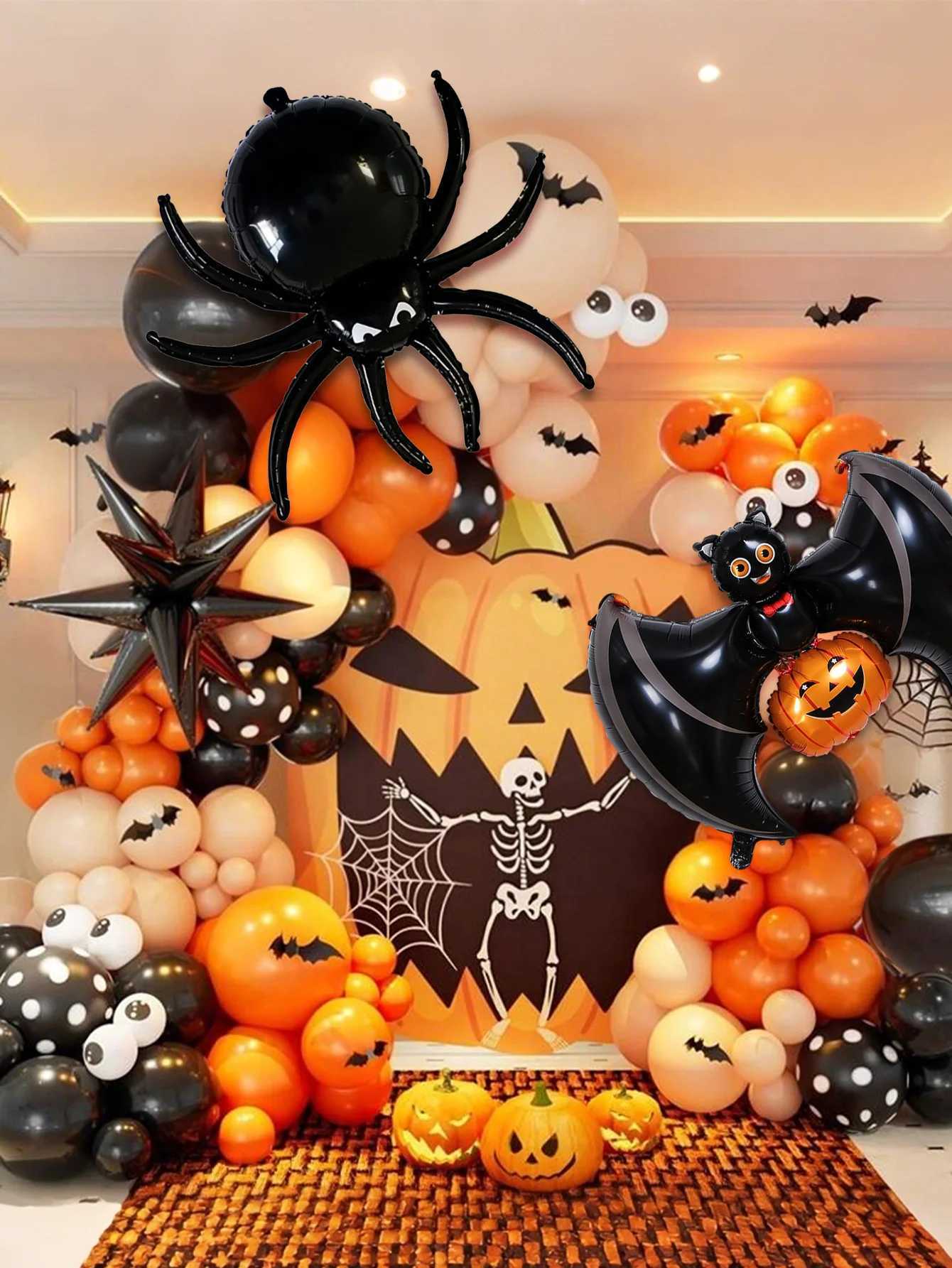 88pcs orange and black horror Halloween arch balloons suitable for Halloween party horror theme haunted house birthday C250919