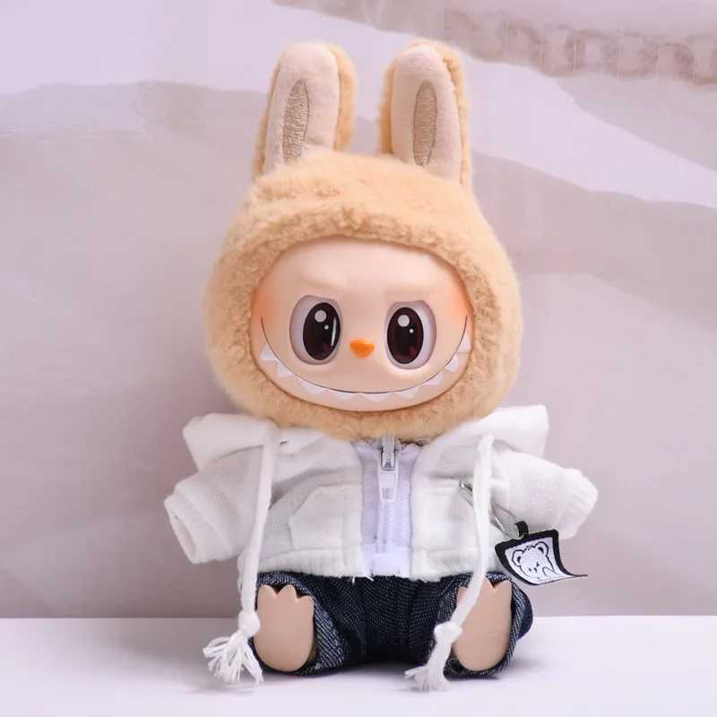 17cm Labubu Dolls Clothing Cute Mini Plush Dolls Clothes Outfit Accessories For The Monster Hooded Sweatshirt Set FE01Z C250919