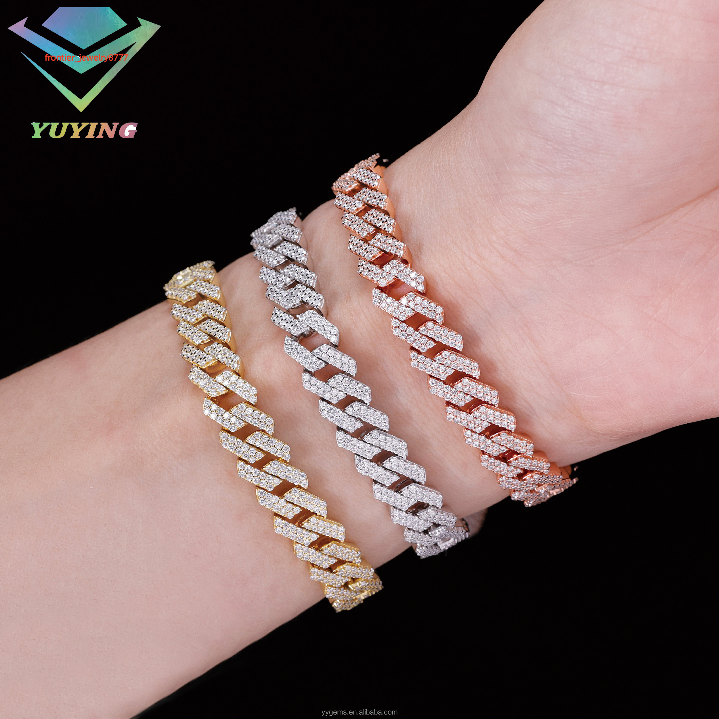 Wholesale 925 Sterling Silver Mens Womens Bangles 8mm 10mm Diamond Tester Gold Rhodium Moissanite Bracelet