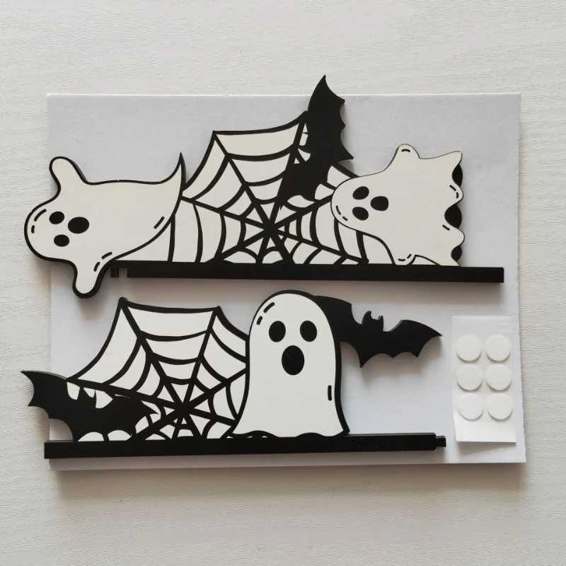 Halloween New Wooden Door Frame Decoration Door Corner Home Spider Bat Ghost Decoration Gothic Style Halloween Ornament C250919