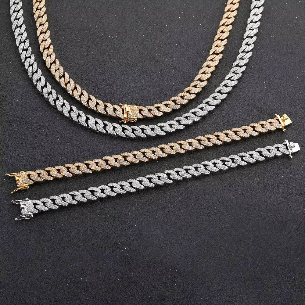NUOYA Iced Out Diamond Cuban Bracelet Wholesale 18K Gold Plated Hip Hop Jewelry Custom Cuban Link Chain for Men